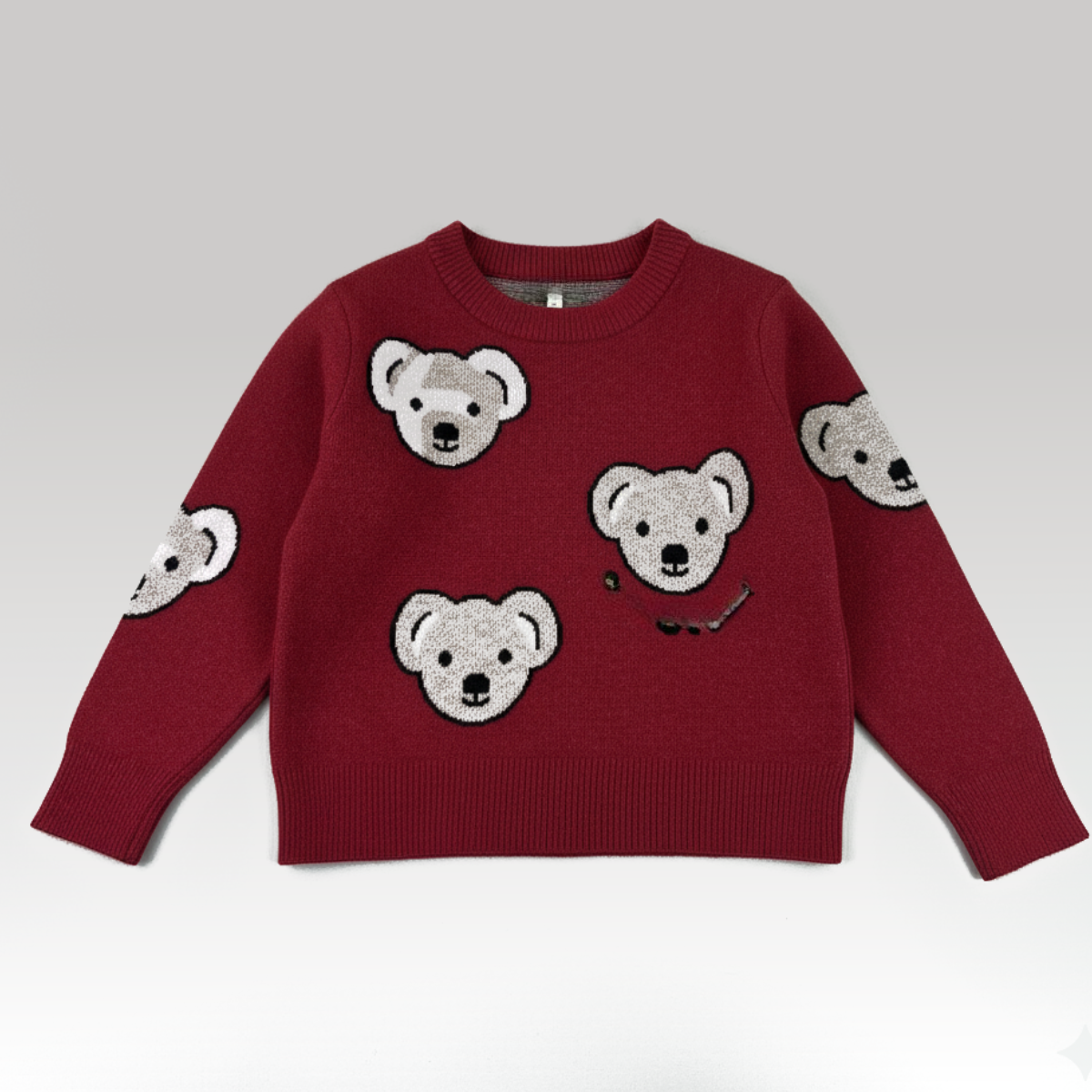 Kids Burgundy Bear Sweater