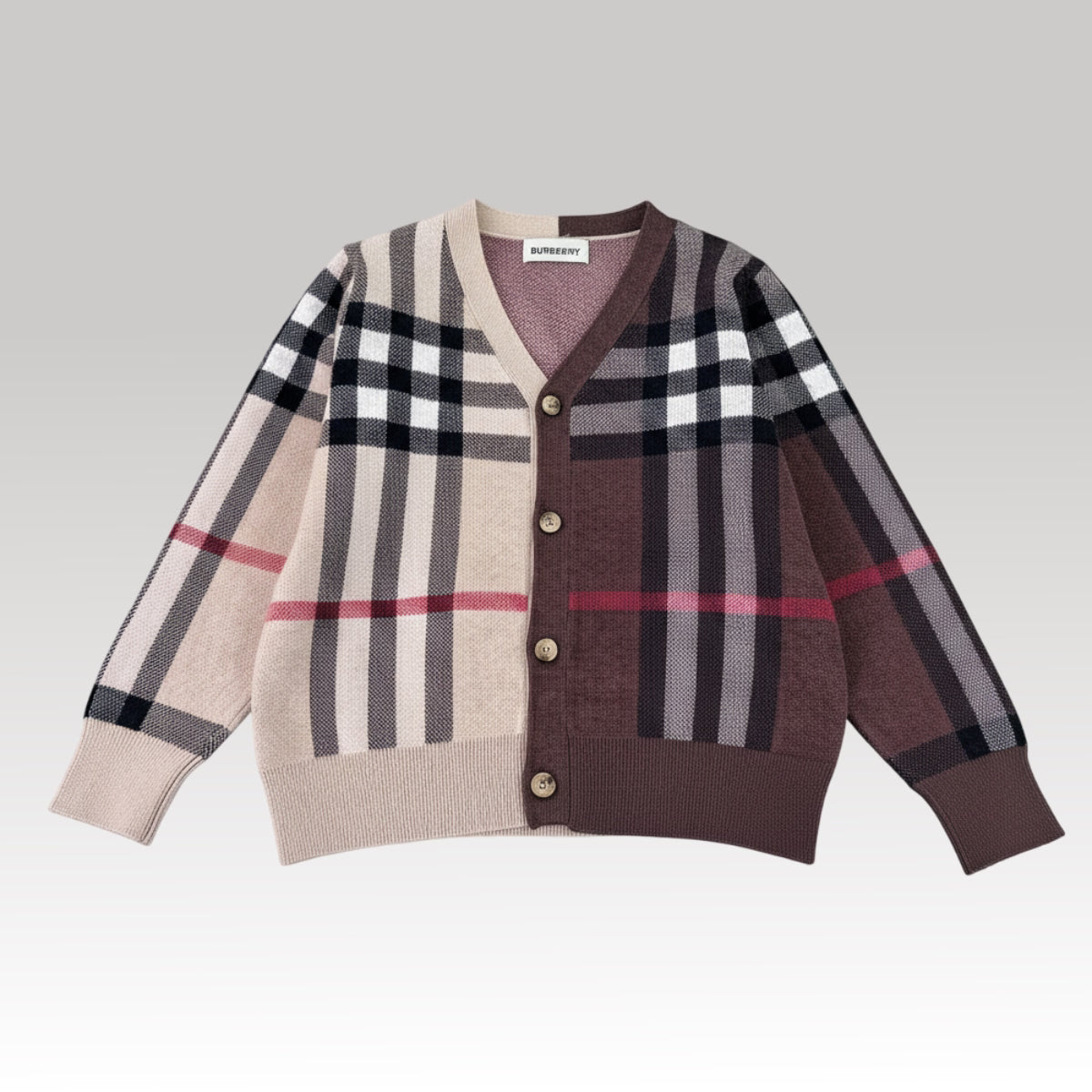 Kids Brown Double Check Sweater