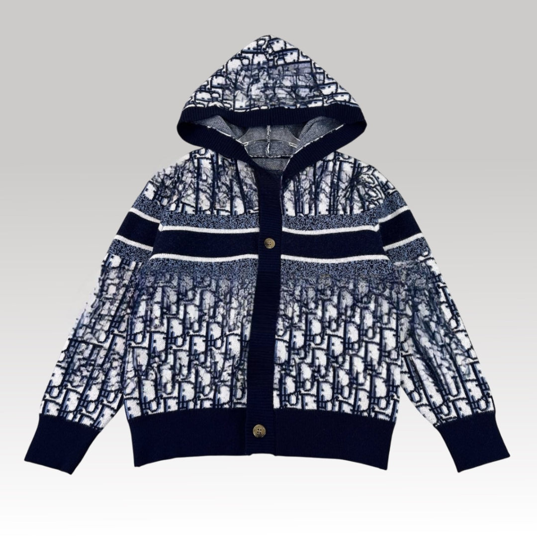 Kids Blue Oblique Knit Hoodie