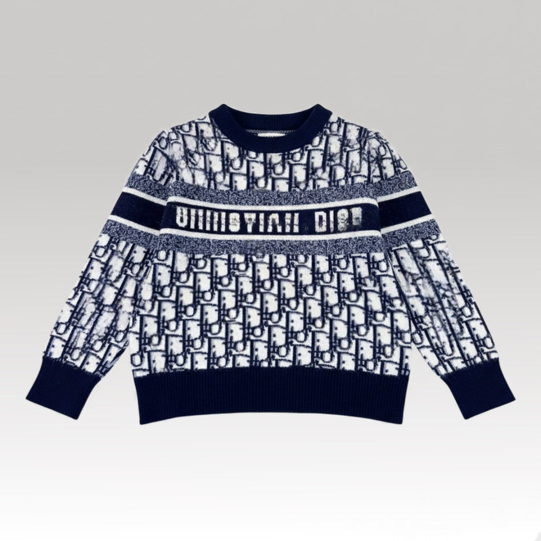Kids Blue Oblique Knit Sweater