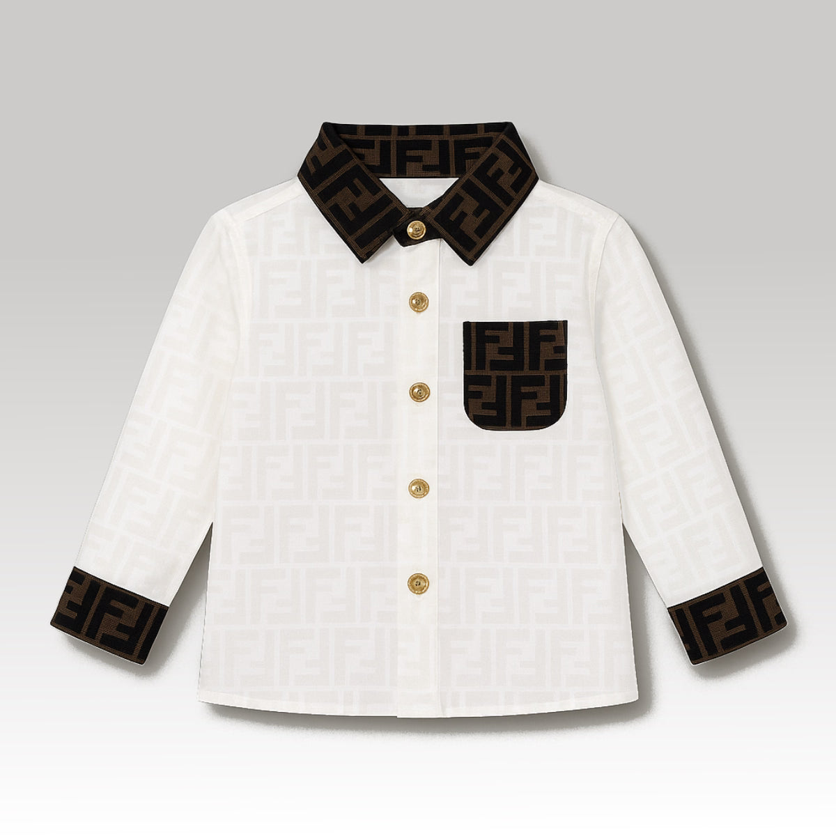 Kids FF Monogram Dress Shirt