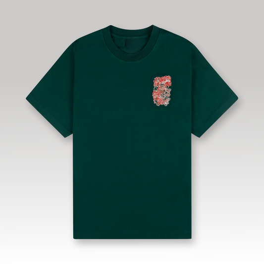 Gothic Stacked Logo Screen Printed T-shirt Green