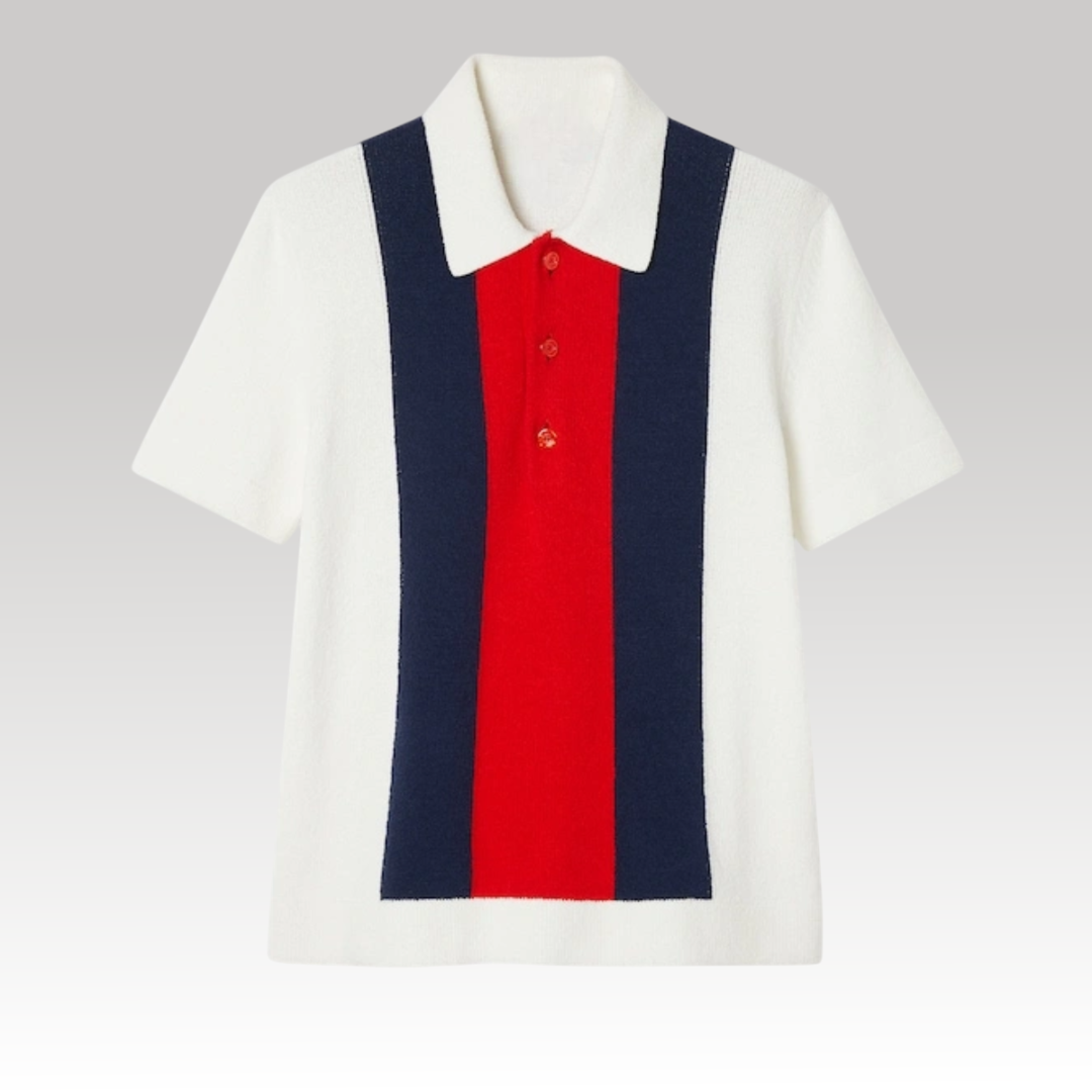 Cotton Blend Terry Knit Polo Shirt