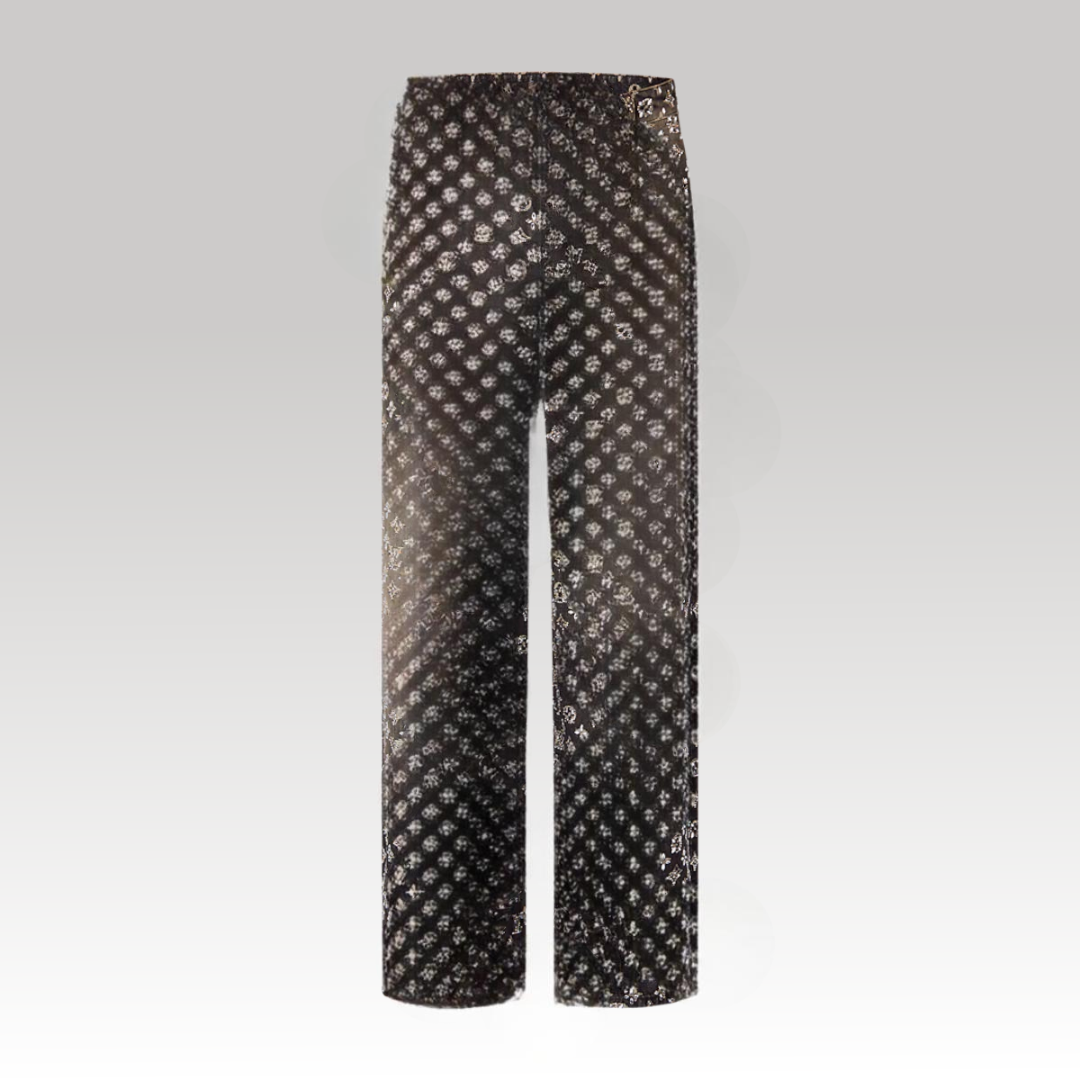 Embroidered Baggy Denim Pants