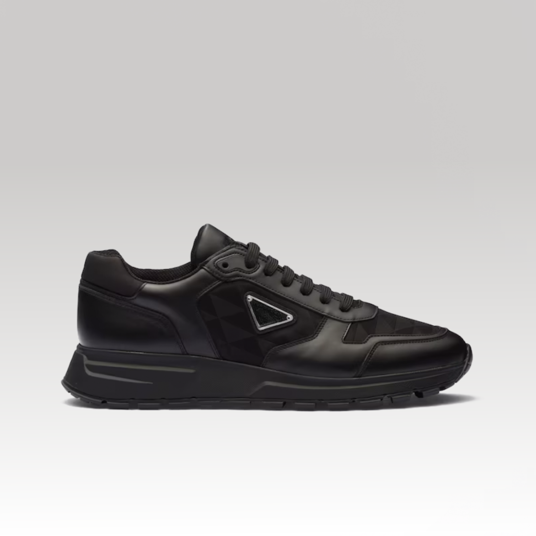 Leather and Re-Nylon Hi-Top Sneaker