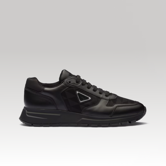 Leather and Re-Nylon Hi-Top Sneaker
