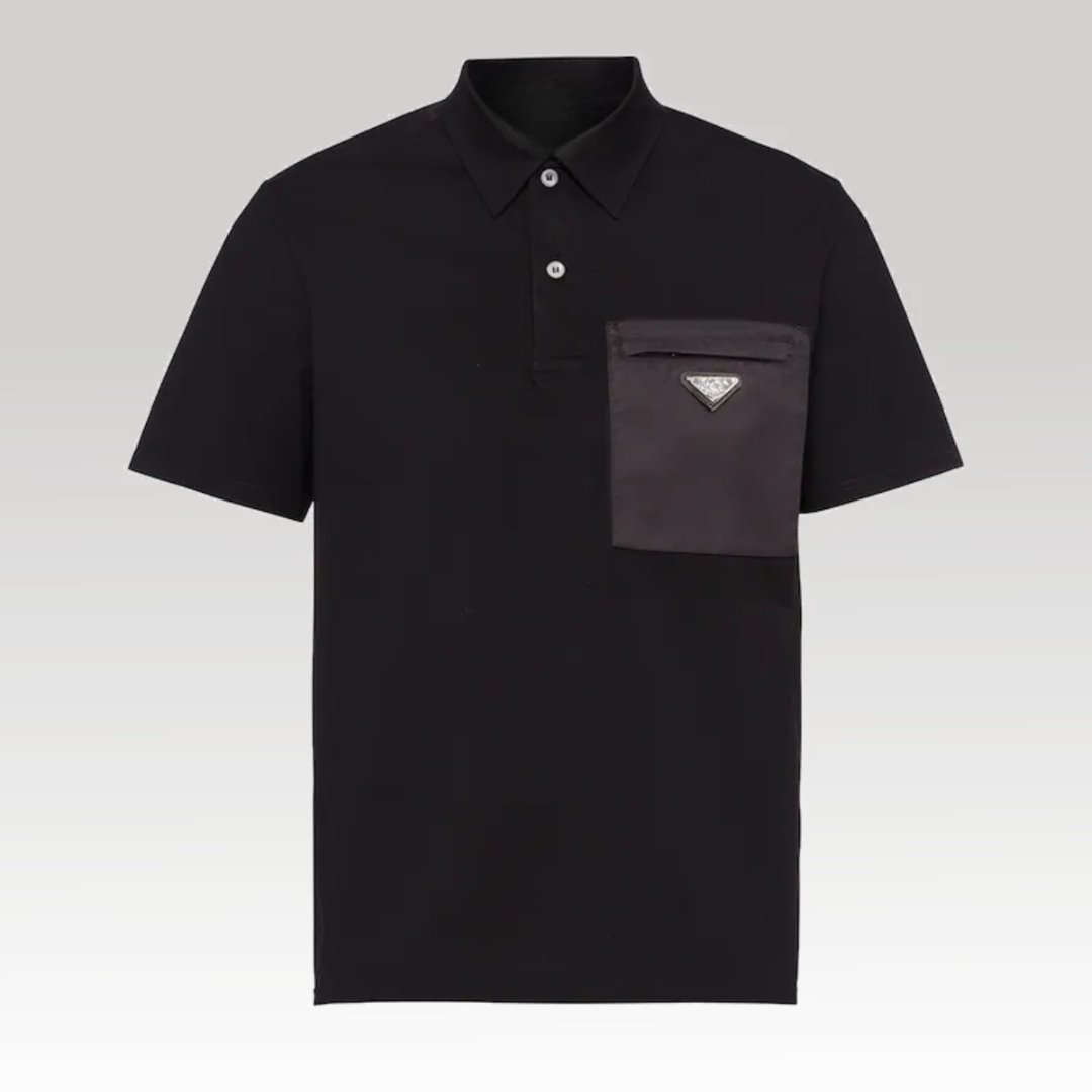 Stretch Cotton Polo Shirt With Re-Nylon Details