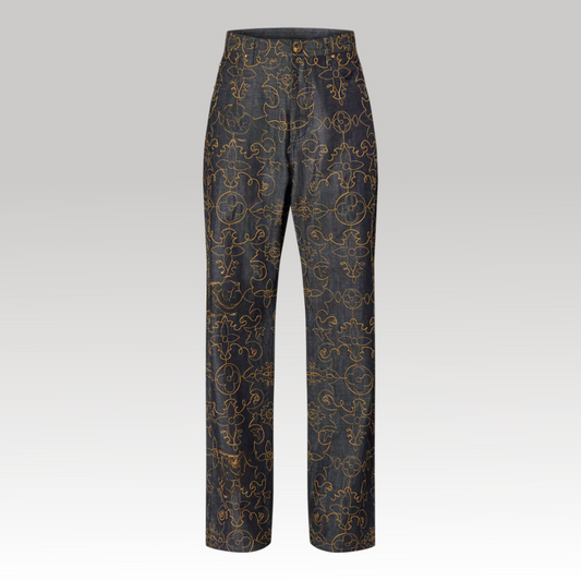 Embroidered Denim Pants