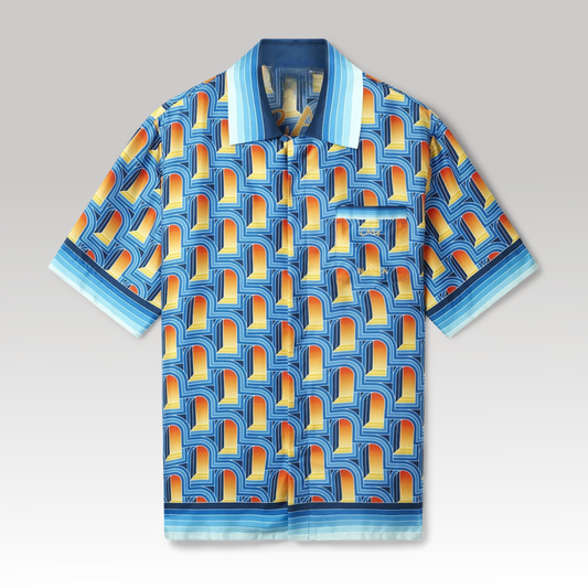 L’Arche De Nuit Cuban Collar Silk Shirt