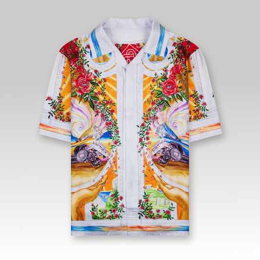 La Tornade De Rose Short Sleeve Silk Shirt