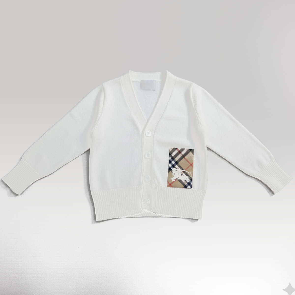 Kids White Cardigan Sweater