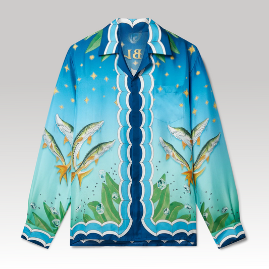 Caviar Club Cuban Collar Silk Shirt