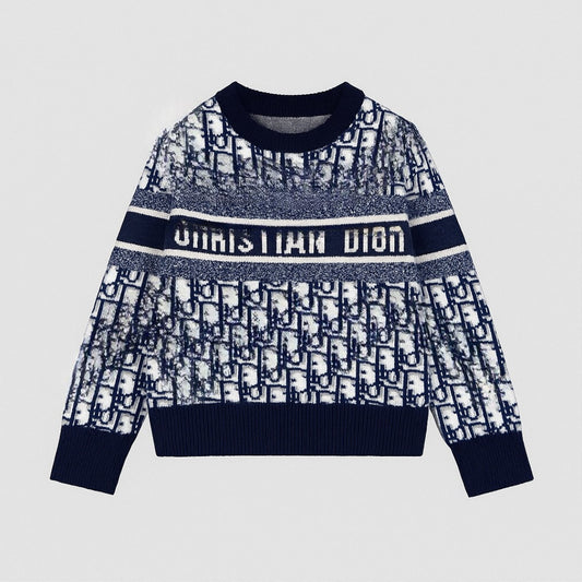 Kids Blue Oblique Knit Sweater