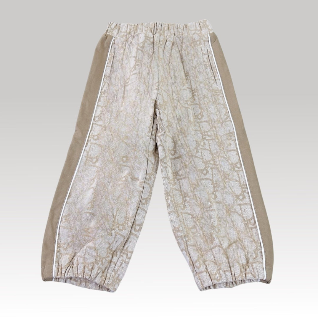 Kids Beige Oblique Wide Leg Pants