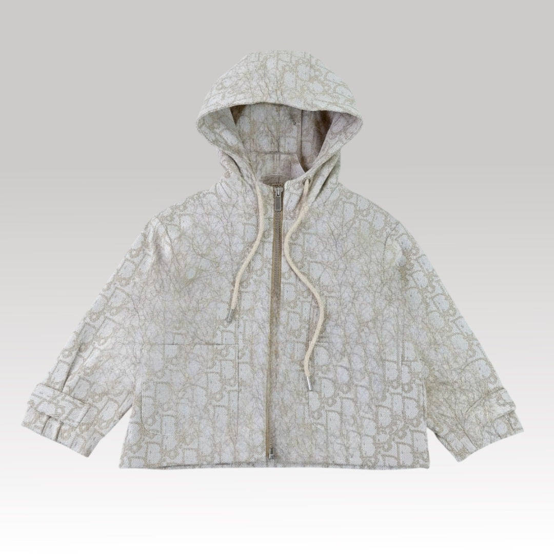 Kids Beige Oblique Knit Hoodie