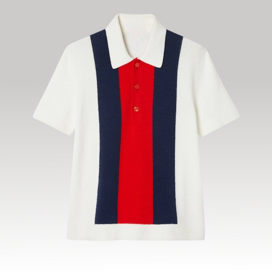 Cotton Blend Terry Knit Polo Shirt