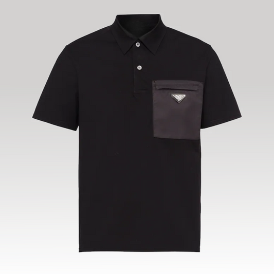 Stretch Cotton Polo Shirt With Re-Nylon Details