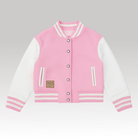 Kids Pink Varsity Jacket