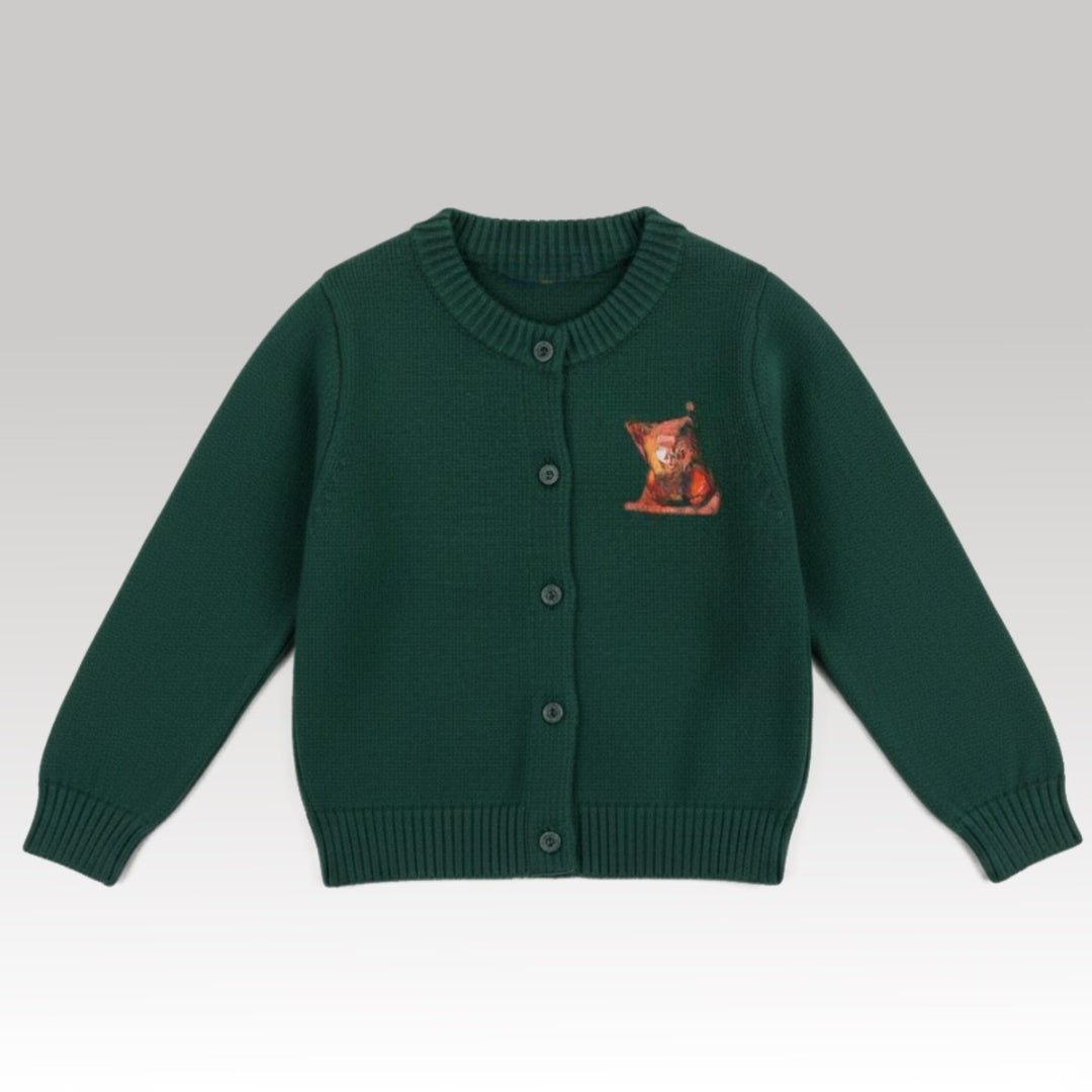 Kids Mario Monogram Cardigan Dark Green