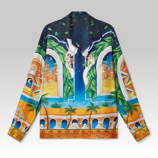 Maison D’Ete Cuban Collar Silk Shirt