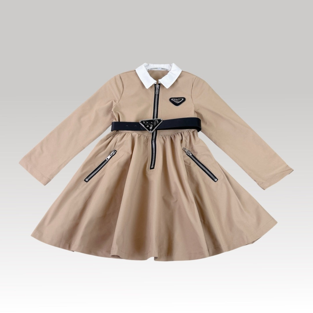 Kids Belted Cotton Dress