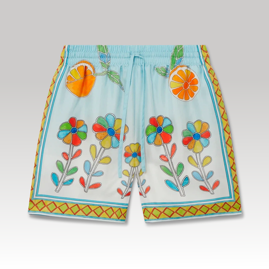 Yoruba Flowers Silk Shorts